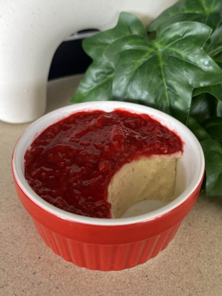 raspberry compote on vanilla panna cotta