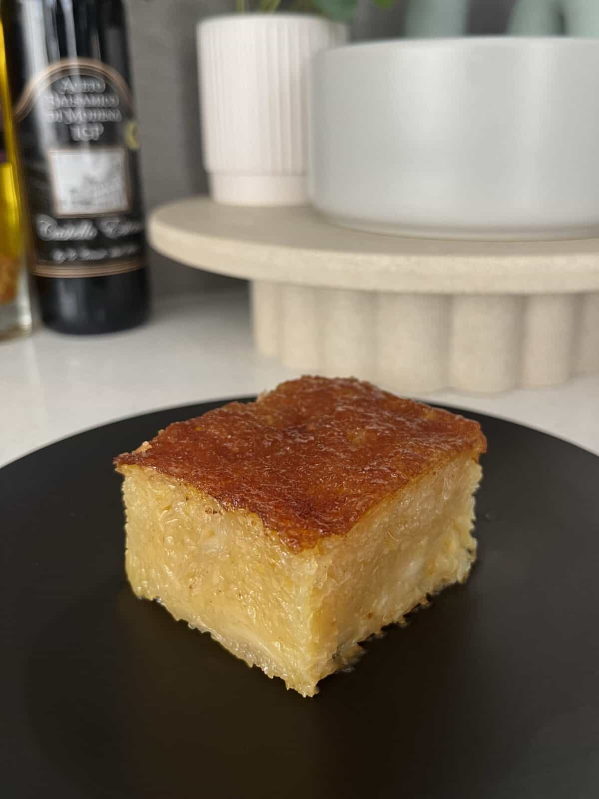 traditional greek orange cake portokalopita, with cinnamon sugar syrup